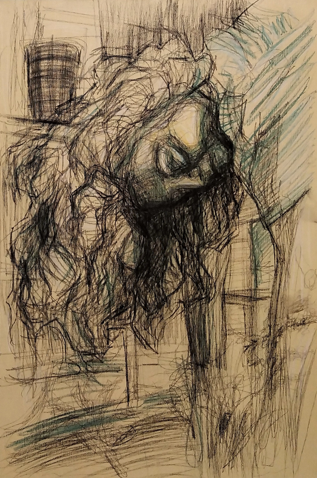 Upside-Down Figure, conté pencil on canvas, 2022