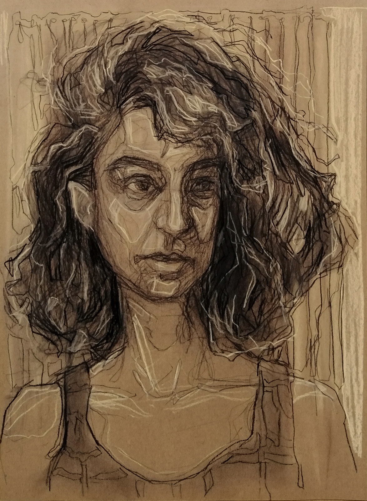 Self Portrait, conté pencil on paper, 2022