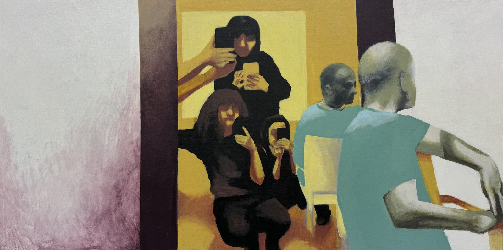 Caught by the Mirror, acrylic on canvas, 2023